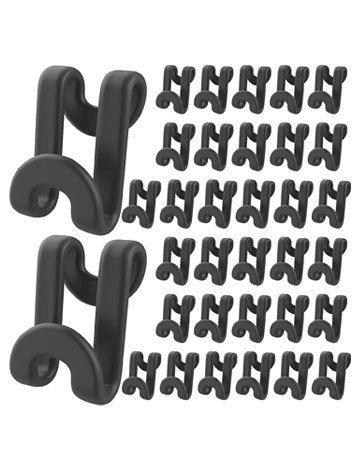 SKADE 80Pcs Clothes Hanger Connector Hooks, Cascading Hangers Space Saving Plastic Hanger Hooks Space Saver Extender Clips for Velvet Wooden Plastic Metal Hangers Heavy Duty Clothes Closet, Black