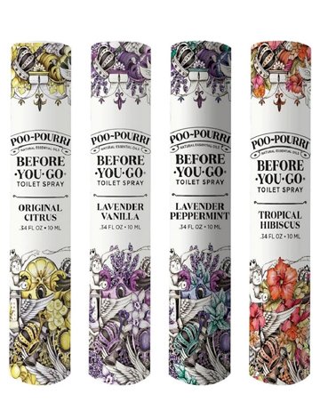 Poo-Pourri Before-You-Go Toilet Spray, In A Pinch Pack, Variety Travel Size 10 mL - Original Citrus, Lavender Vanilla, Tropical Hibiscus, Vanilla Mint and Lavender Peppermint